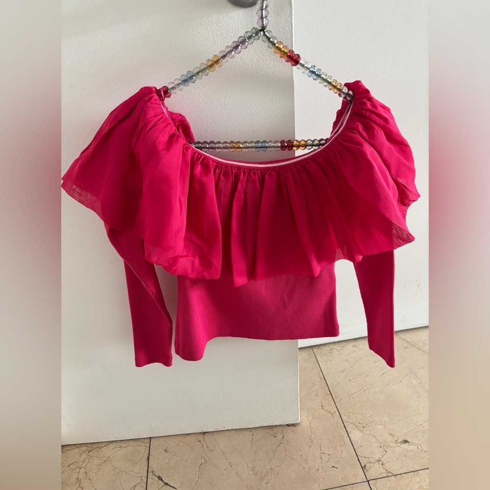 NWT Anthropologie hot pink festive top